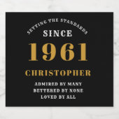 60e verjaardag 1961 Zwart Goud Retro gepersonalise Bier Etiket (Enkel label)