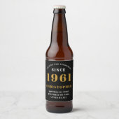 60e verjaardag 1961 Zwart Goud Retro gepersonalise Bier Etiket (Voorkant)