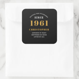 60e verjaardag 1961 zwart goud voor hem persoonlij vierkante sticker