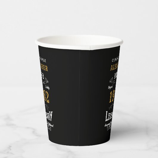 60e verjaardag 1962 Black Gold Add Name Retro Papieren Bekers (Rechts)