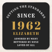 60e verjaardag 1962 Elegant Black Gold Chic Kartonnen Onderzetters (Voorkant)