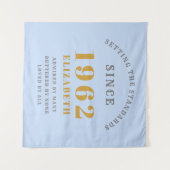 60e verjaardag 1962 Elegant Blue Grey Gold Chic Wandkleed (Voorkant (horizontaal))