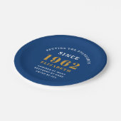 60e verjaardag 1962 Elegant Chic Gold Blue Papieren Bordje (Gekanteld)