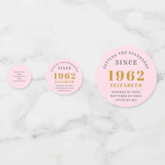 60e verjaardag 1962 Elegant Pink Gold Chic Elegant Confetti (Achterkanten)