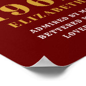 60e verjaardag 1962 Elegant Red Gold Chic Poster (Hoek)