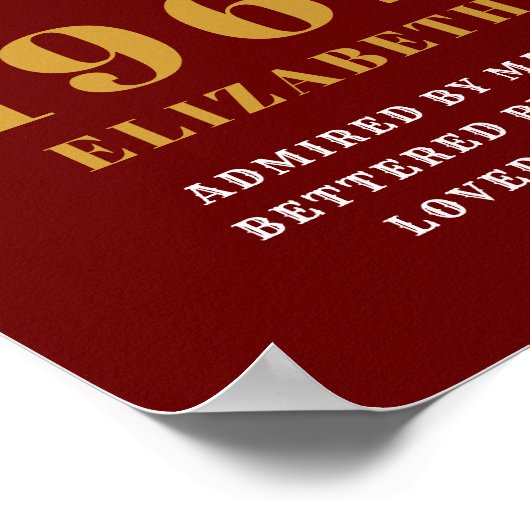 60e verjaardag 1962 Elegant Red Gold Chic Poster (Hoek)