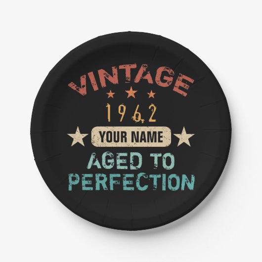 60e verjaardag 1962 Jouw naam toevoegen Papieren Bordje (Voorkant)