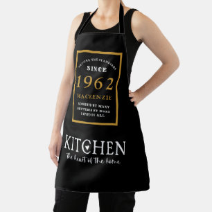 60e verjaardag 1962 Naam Elegant Black Gold Chic Schort