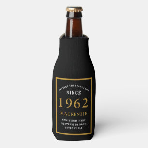 60e verjaardag 1962 Naam Elegant chic Black Gold Flesjeskoeler