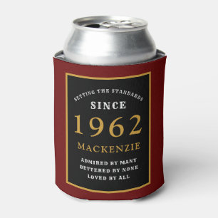 60e verjaardag 1962 Naam Elegant Red Black Gold Blikjeskoeler