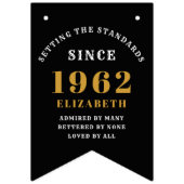 60e verjaardag 1962 Zwarte Gold-naam Chic Elegant Vlaggetjes (Eerste vlag)