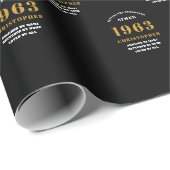 60e verjaardag 1963 Black Gold Add Name Cadeaupapier (Rol Hoek)