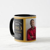 60e verjaardag 1963 Black Gold Add Name Photo Mok (Voorkant links)
