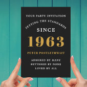 60e verjaardag 1963 Black Gold Add Name Year Kaart