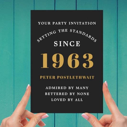 60e verjaardag 1963 Black Gold Add Name Year Kaart