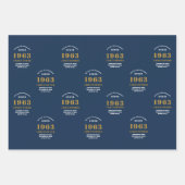 60e verjaardag 1963 Blue Gold Add Name Inpakpapier Vel (Voorkant)
