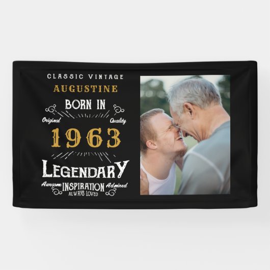 60e verjaardag 1963 Legendary Black and Gold Spandoek (Horizontaal)