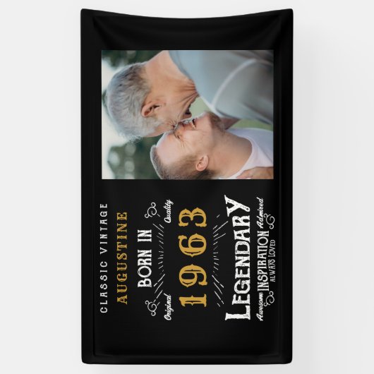 60e verjaardag 1963 Legendary Black and Gold Spandoek (Verticaal)