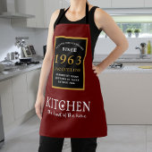 60e verjaardag 1963 Naam Elegant Black Gold Red Schort