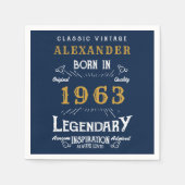 60e verjaardag 1963 Voeg de naam Legendary Blue Go Servet (Voorkant)