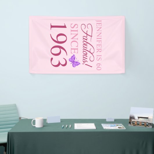 60e verjaardag 1963 voor vrouwen spandoek (Beurs)