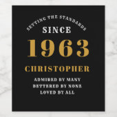 60e verjaardag 1963 zwarte Gold Retro, speciaal ge Wijn Etiket (Enkel label)