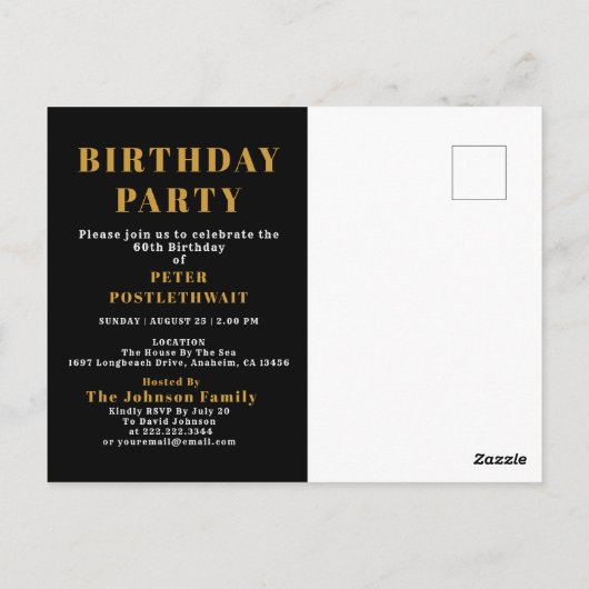 60e verjaardag 1964 Black Gold uitnodiging (Achterkant)