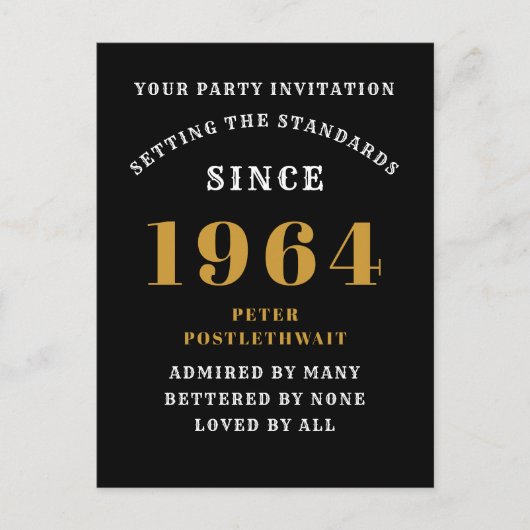 60e verjaardag 1964 Black Gold uitnodiging (Voorkant)