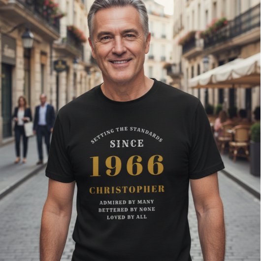 60e verjaardag 1964 Naam toevoegen Black Gold Part T-shirt