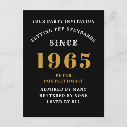 60e verjaardag 1965 Zwart Goud Briefkaart (Voorkant)