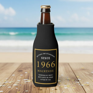 60e verjaardag 1966 Naam Elegant Chic Zwart Goud Flesjeskoeler