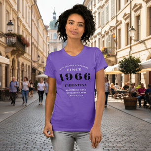 60e verjaardag 1966 Paarse dames gepersonaliseerd T-shirt