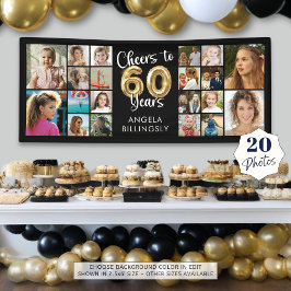 60e verjaardag 20 Photo Collage Hoera voor 60 jaar Spandoek