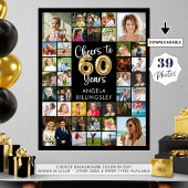 60e verjaardag 39 Photo Collage Hoera voor 60 jaar Poster
