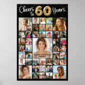 60e verjaardag 43 Photo Collage Hoera voor 60 jaar Poster (Voorkant)