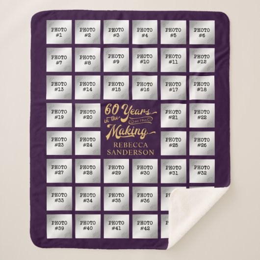 60e verjaardag 44 Fotocollage Jaren in de Making Sherpa Deken (Voorkant)