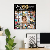 60e verjaardag 45 Photo Collage Hoera voor Jaren Poster (Thuiskantoor)