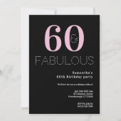 60e verjaardag 60 en Fabulous Black Pink Party Kaart (Voorkant)