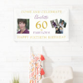 60e verjaardag 60 en Fabulous Photo Collage Gold Spandoek (Insitu)