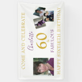 60e verjaardag 60 en Fabulous Photo Collage Gold Spandoek (Verticaal)
