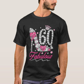 60e verjaardag 60 Fabulous Pink 60 jaar oude diama T-shirt