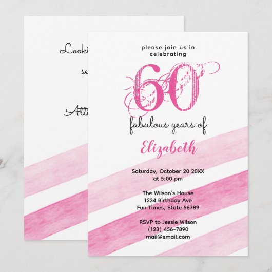 60e verjaardag 60 fantastische jaren ROZE Kaart (Voorkant / Achterkant)