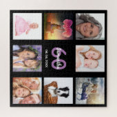 60e verjaardag 60 foto collage zwarte vrouw legpuzzel (Horizontaal)