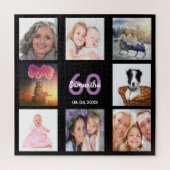 60e verjaardag 60 foto collage zwarte vrouw legpuzzel (Verticaal)