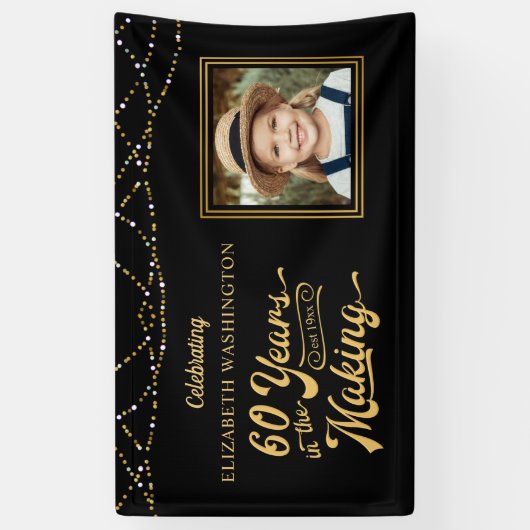 60e verjaardag 60 JAAR IN DE MAAK LICHTEN Spandoek (Verticaal)