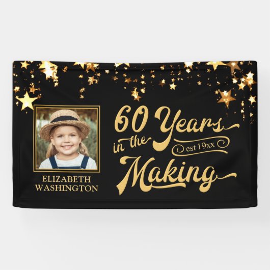 60e verjaardag 60 JAAR IN HET MAKEN VAN Gouden Ste Spandoek (Horizontaal)