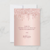 60e verjaardag 60 roos goud glitter druppelt glamo bedankkaart (Achterkant)