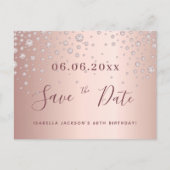 60e verjaardag 60 roos gouden diamanten save the d briefkaart (Voorkant)