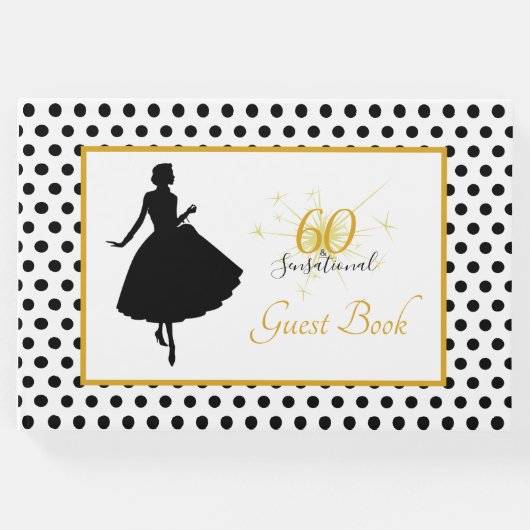 60e verjaardag 60 & SENSATIONAL Polka Dot Modern Gastenboek (Voorkant)