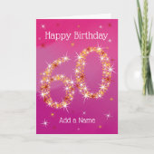 60e verjaardag - 60 sterren - Roze Kaart (Voorkant)